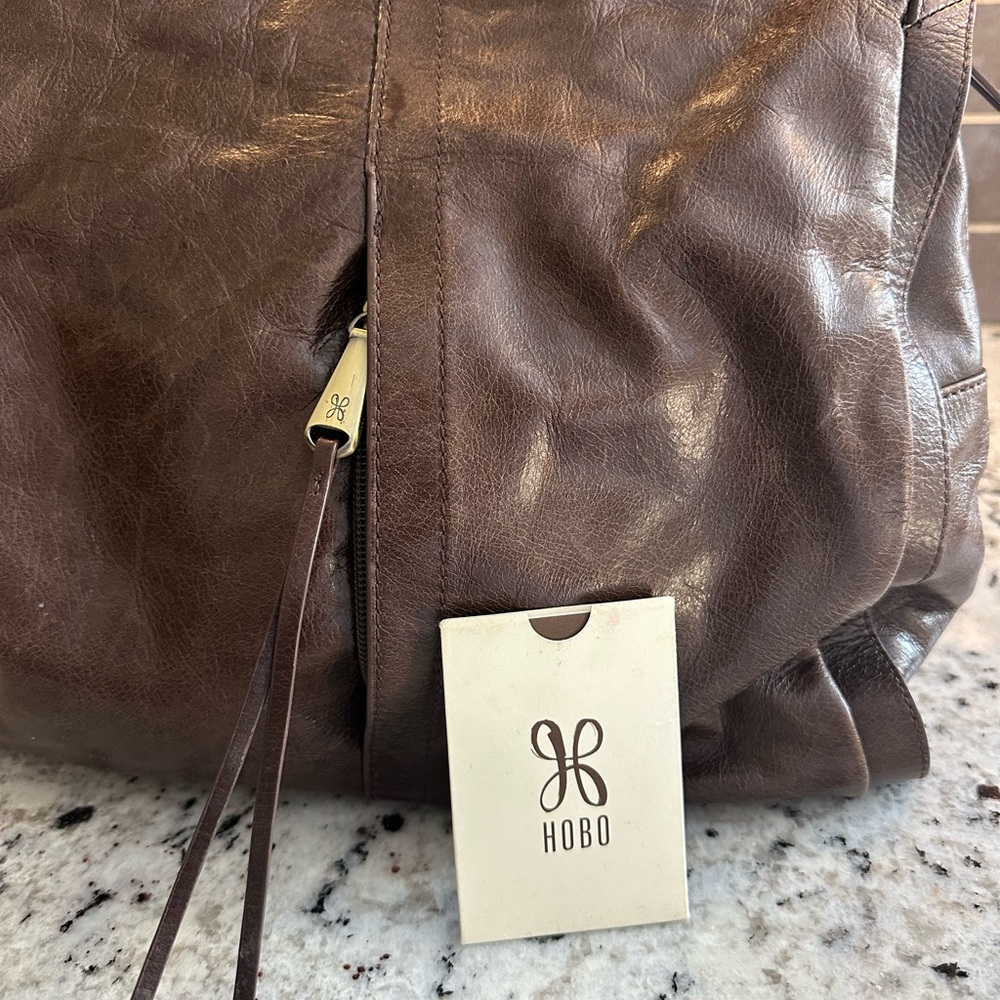 HOBO Brown Hobo Bag in Soft Suede